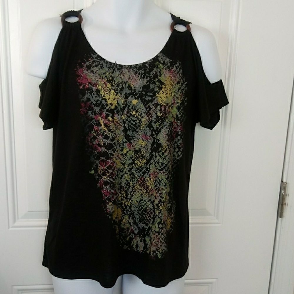 Inspire Black cold shoulder Maternity top